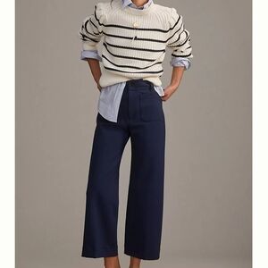 Maeve The Colette Cropped High Waist Navy Blue Ponte Pants 26 S XS 2 Anthro